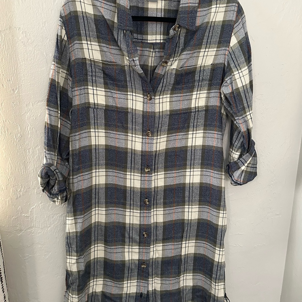 Plaid Button-Up Dress